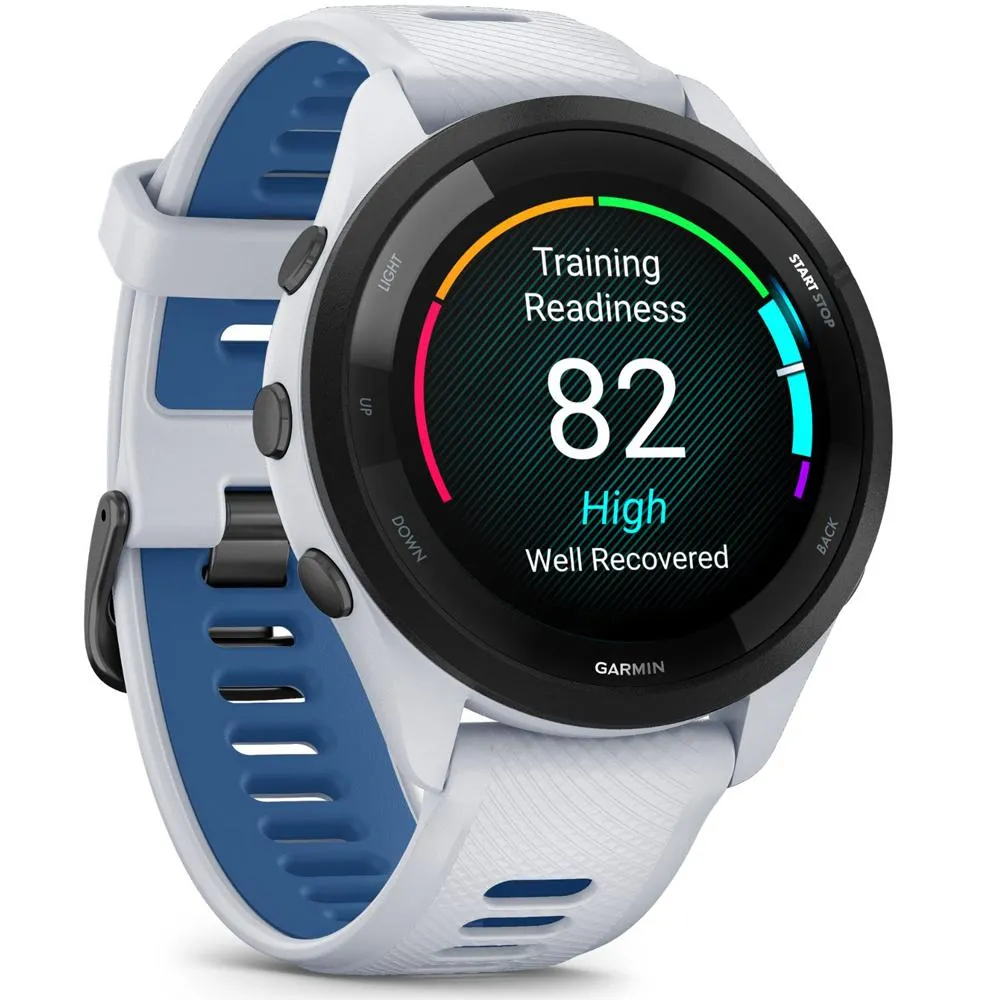 Garmin Forerunner 265 GPS Smartwatch, Whitestone/Tidal Blue w/ Accessories Bundle