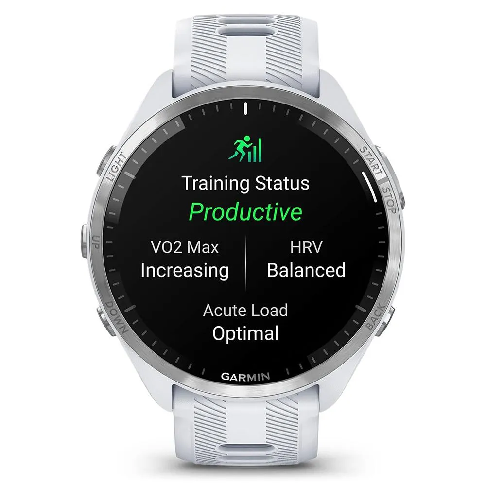 Garmin Forerunner 965 Smartwatch Whitestone and Gray with Charging Dock Bundle