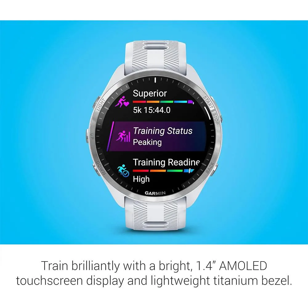 Garmin Forerunner 965 Smartwatch Whitestone and Gray with Charging Dock Bundle