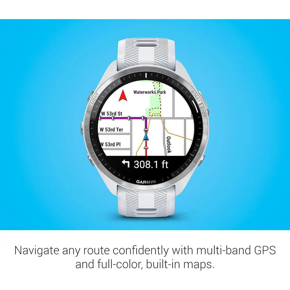 Garmin Forerunner 965 Smartwatch Whitestone and Gray with Charging Dock Bundle