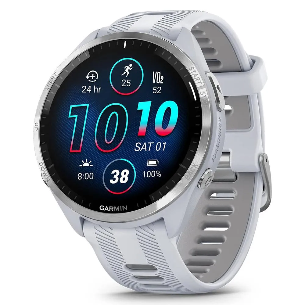 Garmin Forerunner 965 Smartwatch Whitestone and Gray with Charging Dock Bundle