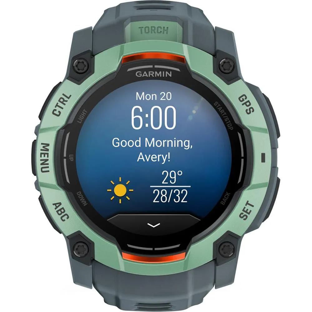 Garmin Instinct 3 50mm GPS Smartwatch, AMOLED   Wearable Light   2 Yr Warranty Bundle