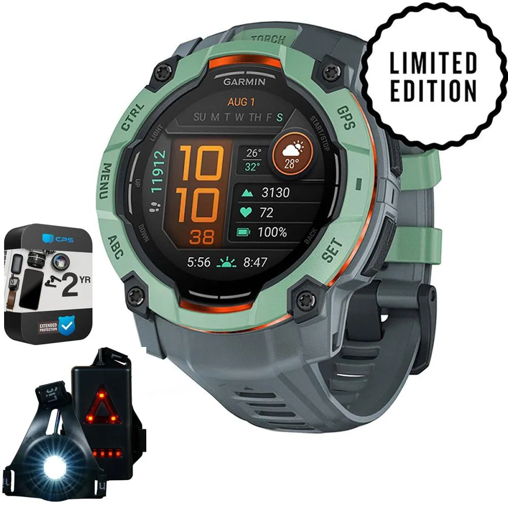 Garmin Instinct 3 50mm GPS Smartwatch, AMOLED   Wearable Light   2 Yr Warranty Bundle