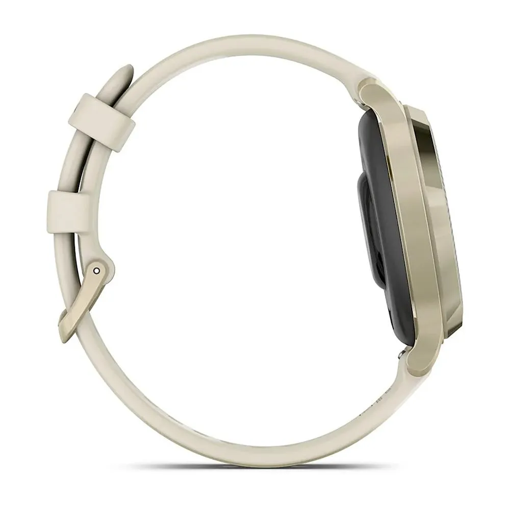 Garmin Lily 2 Active Smartwatch Gold with Bone Silicone Band   Towel and Light