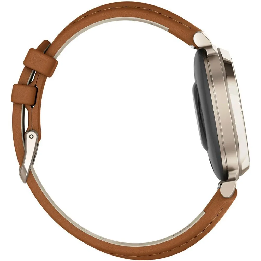 Garmin Lily 2 Classic Cream Gold w/ Tan Leather Band Smartwatch   Accessories Bundle