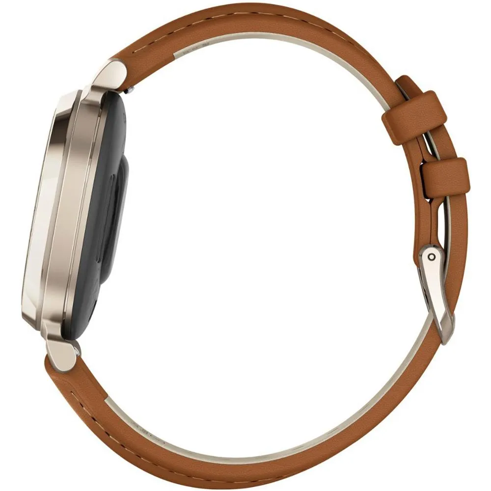 Garmin Lily 2 Classic Cream Gold w/ Tan Leather Band Smartwatch   Accessories Bundle