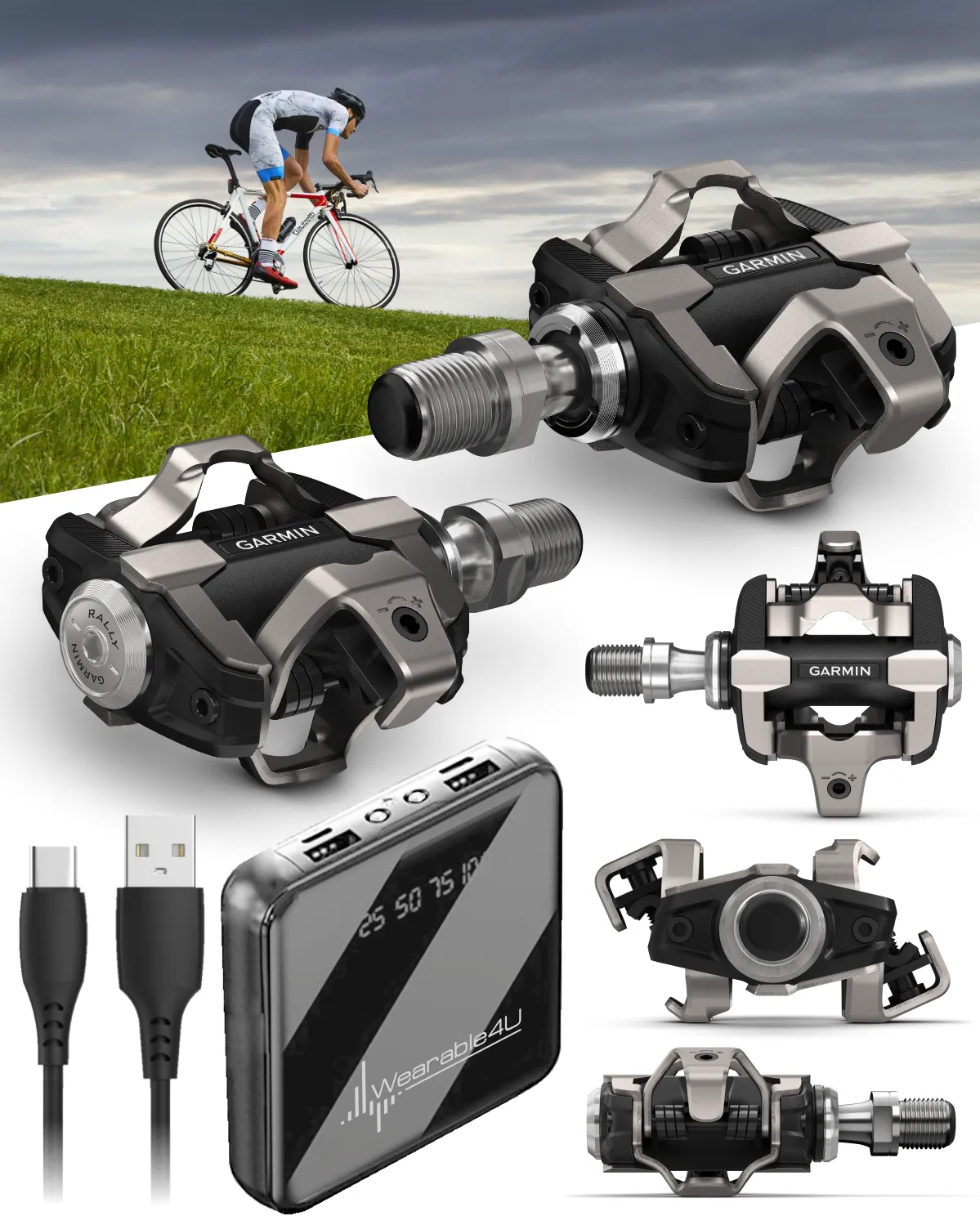 Garmin Rally XC100 Single-Sensing Power Meter Pedal, SHIMANO SPD Cleat Compatibility, Reliable Power & Cadence Tracking 010-02388-05_W4U