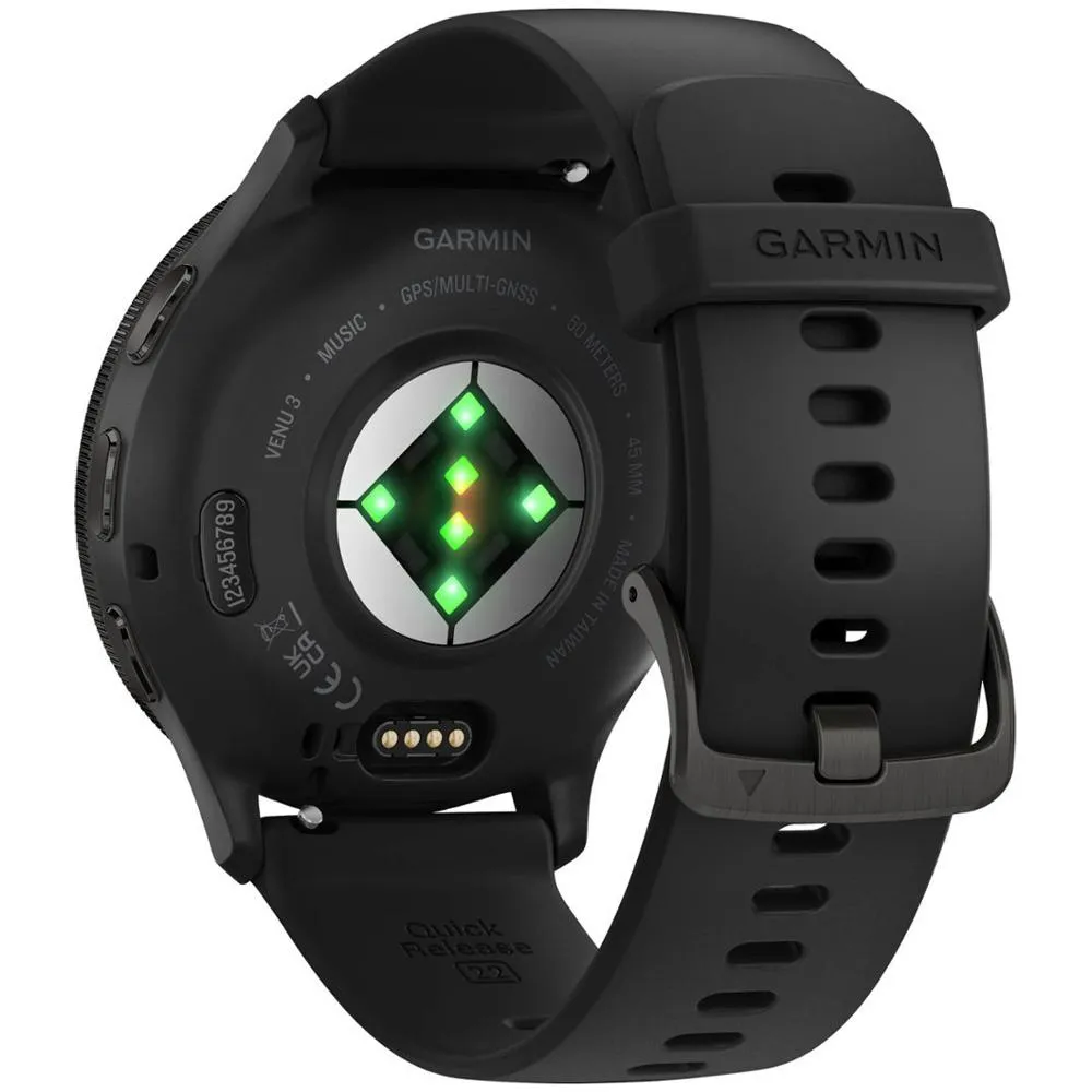 Garmin Venu 3 Fitness GPS Smartwatch Steel Bezel w/ Black Case   Warranty Bundle