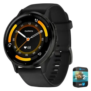 Garmin Venu 3 Fitness GPS Smartwatch Steel Bezel w/ Black Case   Warranty Bundle