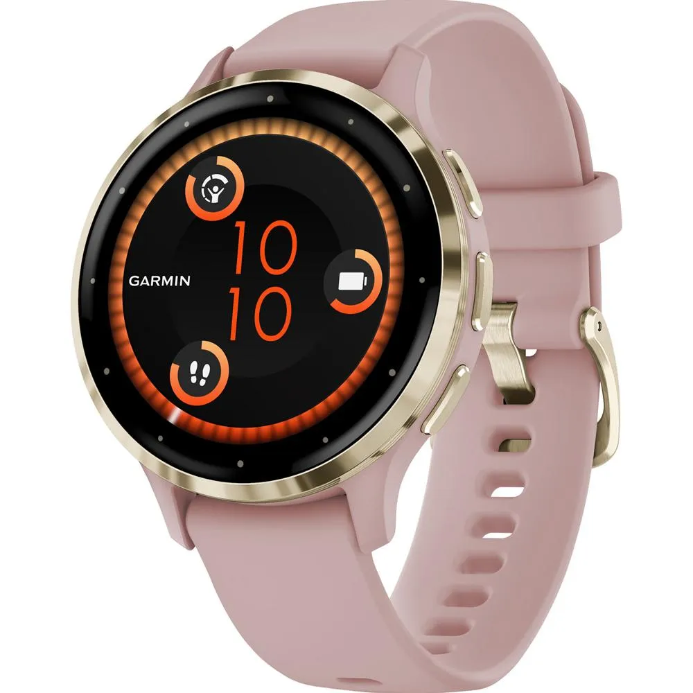 Garmin Venu 3S GPS Smartwatch Gold with Rose Case 41mm   2 Year Warranty Bundle