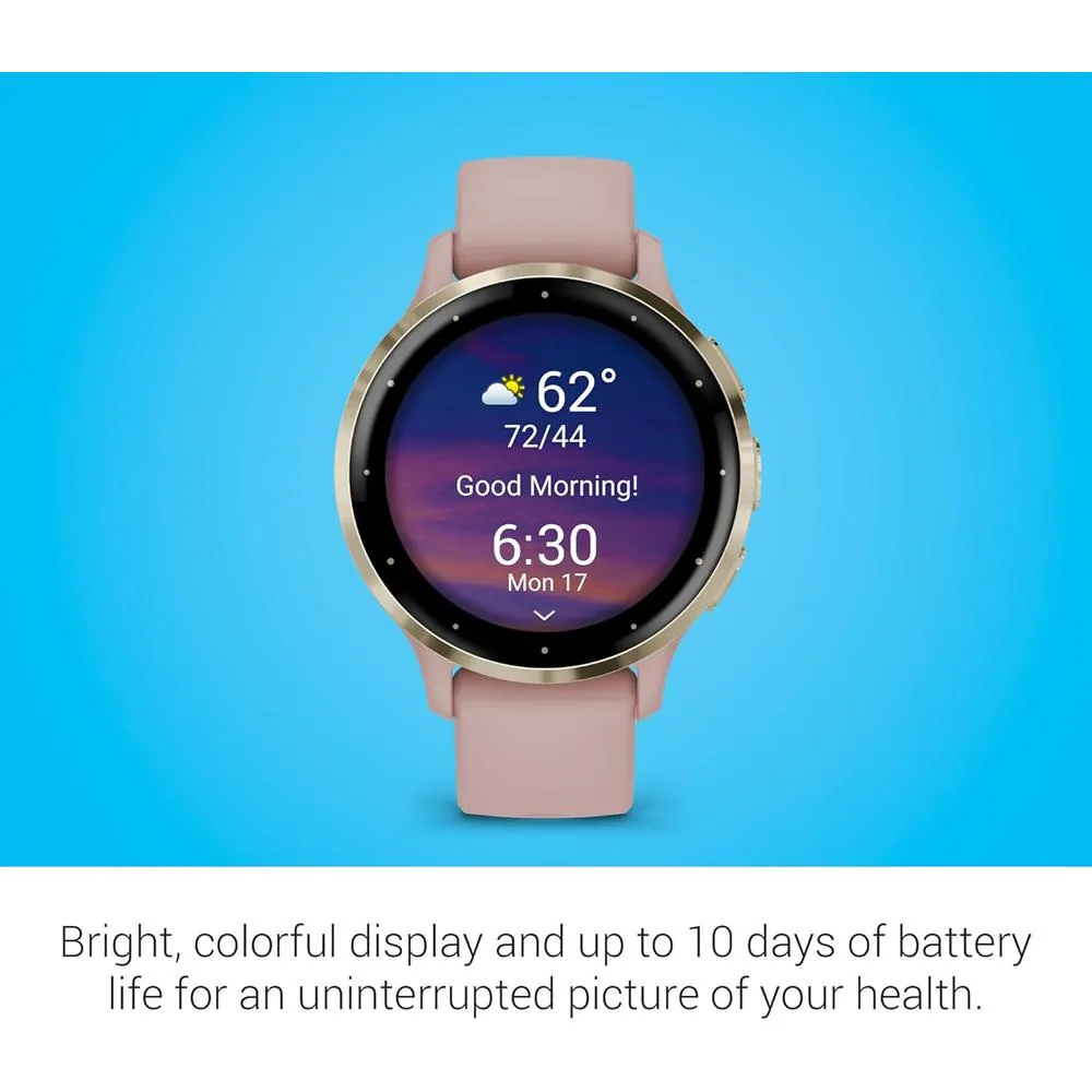 Garmin Venu 3S GPS Smartwatch Gold with Rose Case 41mm   2 Year Warranty Bundle