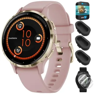 Garmin Venu 3S GPS Smartwatch Gold with Rose Case 41mm   2 Year Warranty Bundle