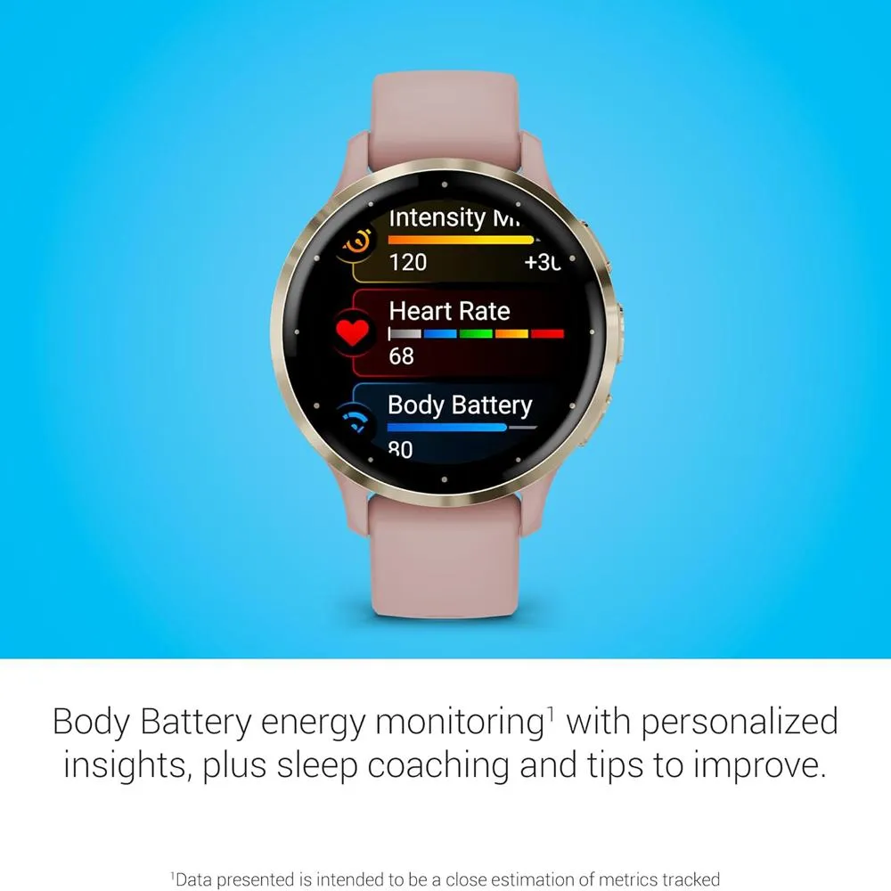 Garmin Venu 3S GPS Smartwatch Gold with Rose Case 41mm   2 Year Warranty Bundle