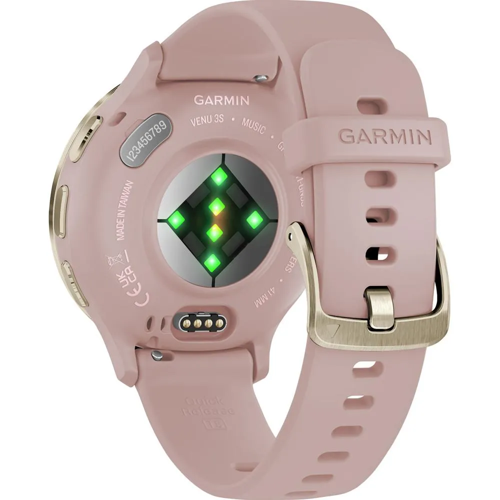 Garmin Venu 3S GPS Smartwatch Gold with Rose Case 41mm   2 Year Warranty Bundle