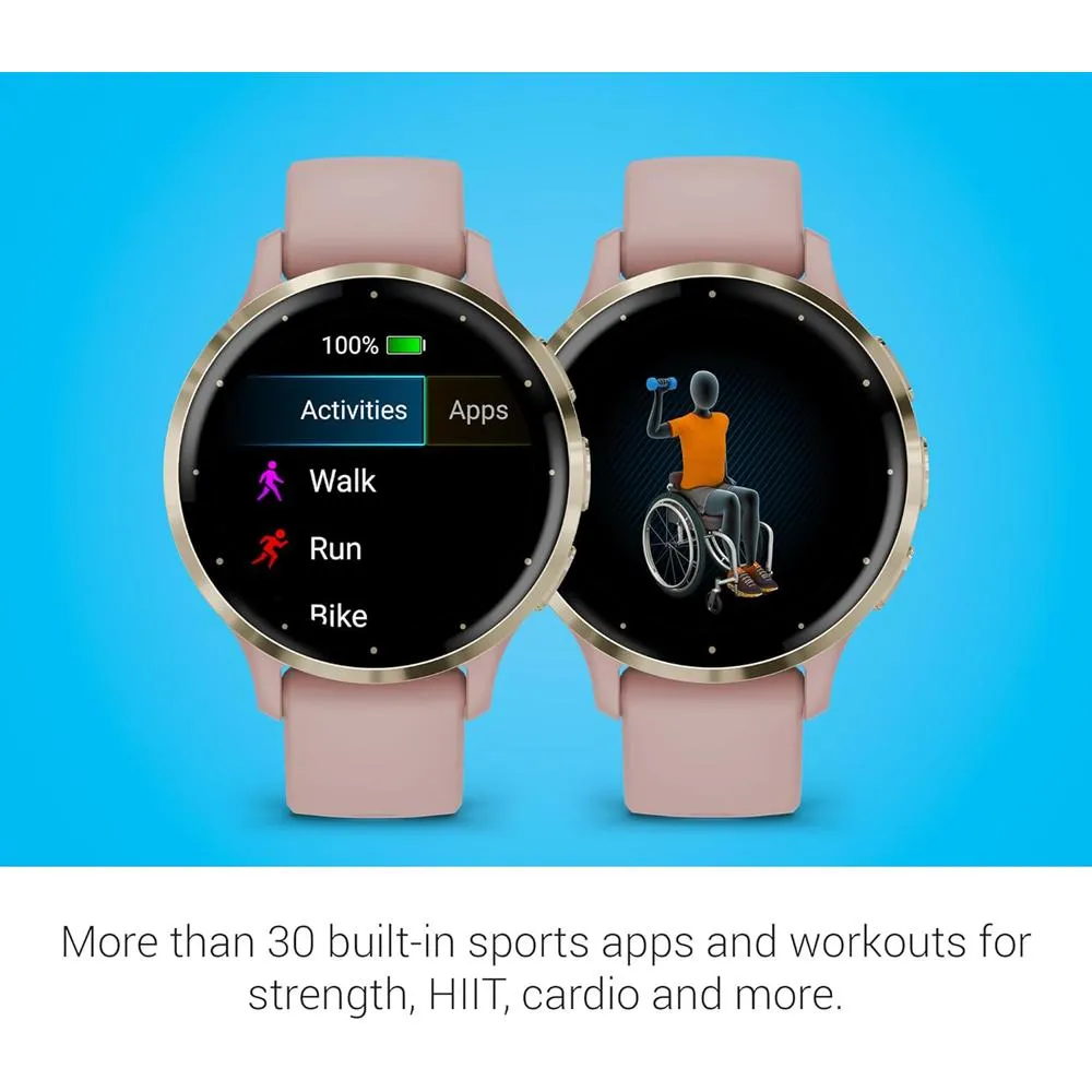 Garmin Venu 3S GPS Smartwatch Gold with Rose Case 41mm   2 Year Warranty Bundle