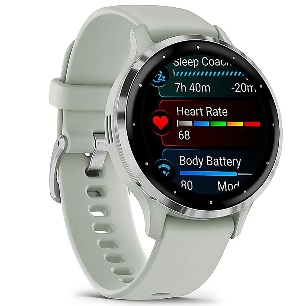 Garmin Venu 3S GPS Smartwatch Steel with Gray Case 41mm   2 Year Warranty Bundle