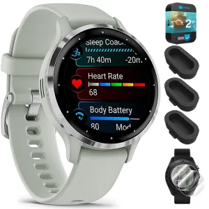 Garmin Venu 3S GPS Smartwatch Steel with Gray Case 41mm   2 Year Warranty Bundle