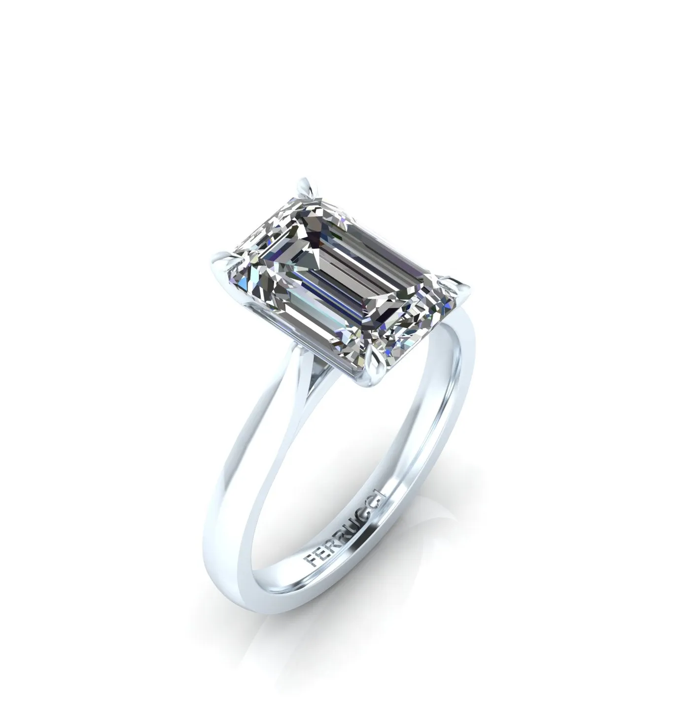 GIA Certified 3.02 Carat Emerald F color VS1 clarity diamond in Platinum 950 solitaire
