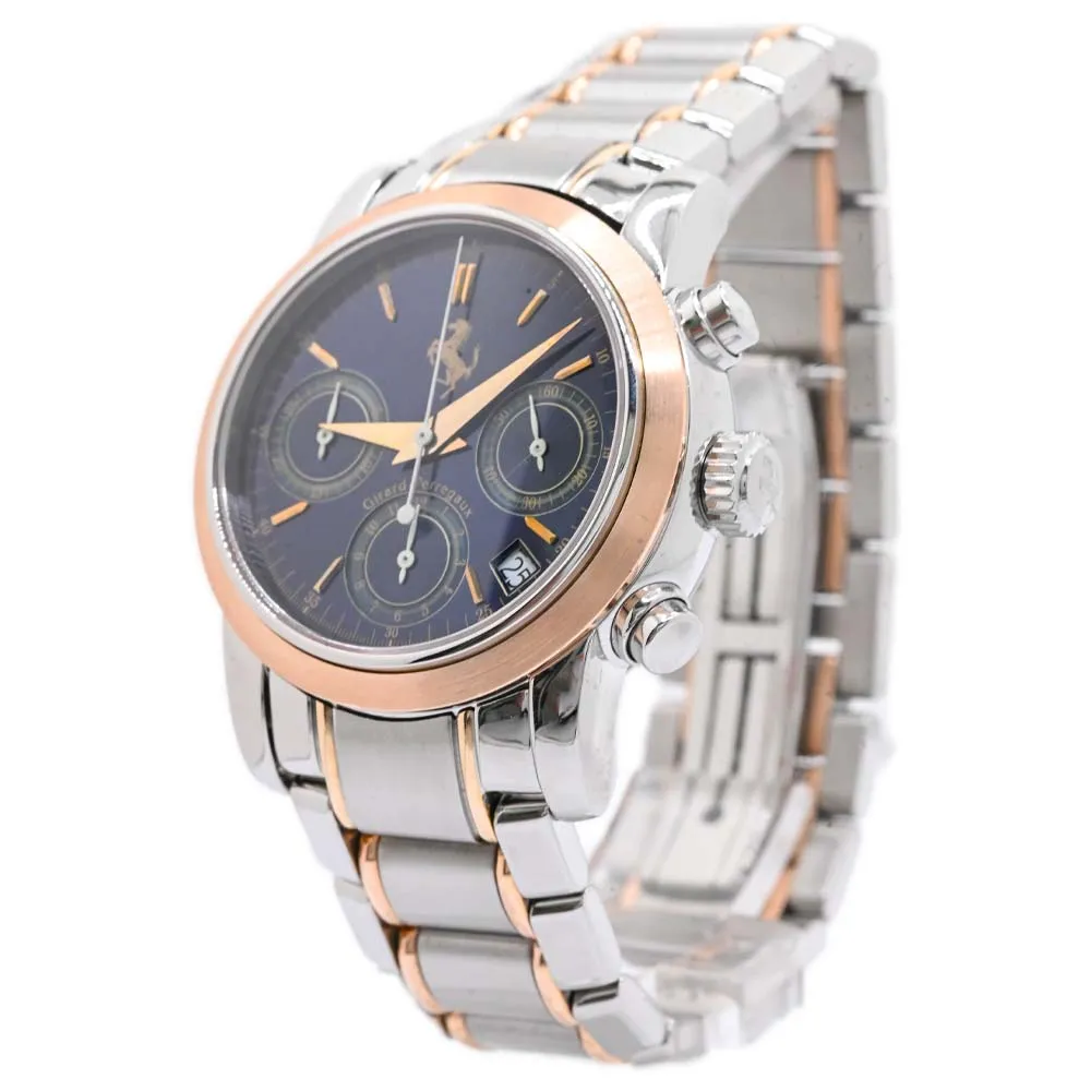 Girard Perregaux Men's Two Tone Rose Gold and Stainless Steel Ferrari Chronograph 38mm Blue Chronograph Dial Watch Reference #: 8020