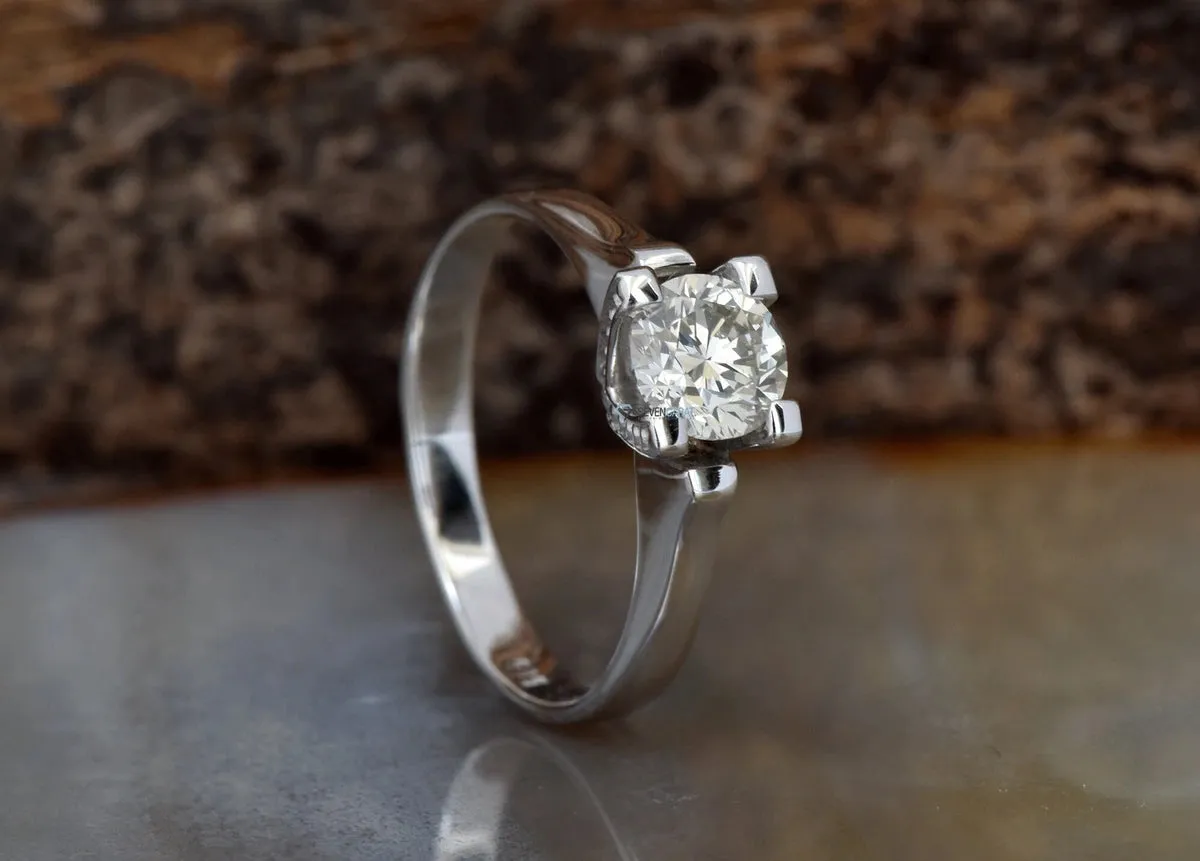 Gold Solitaire Ring-Solitaire ring-1/5 ct Engagement Ring-Diamond Solitaire-Promise ring-Art deco ring-Custom Ring-Filigree engagement ring