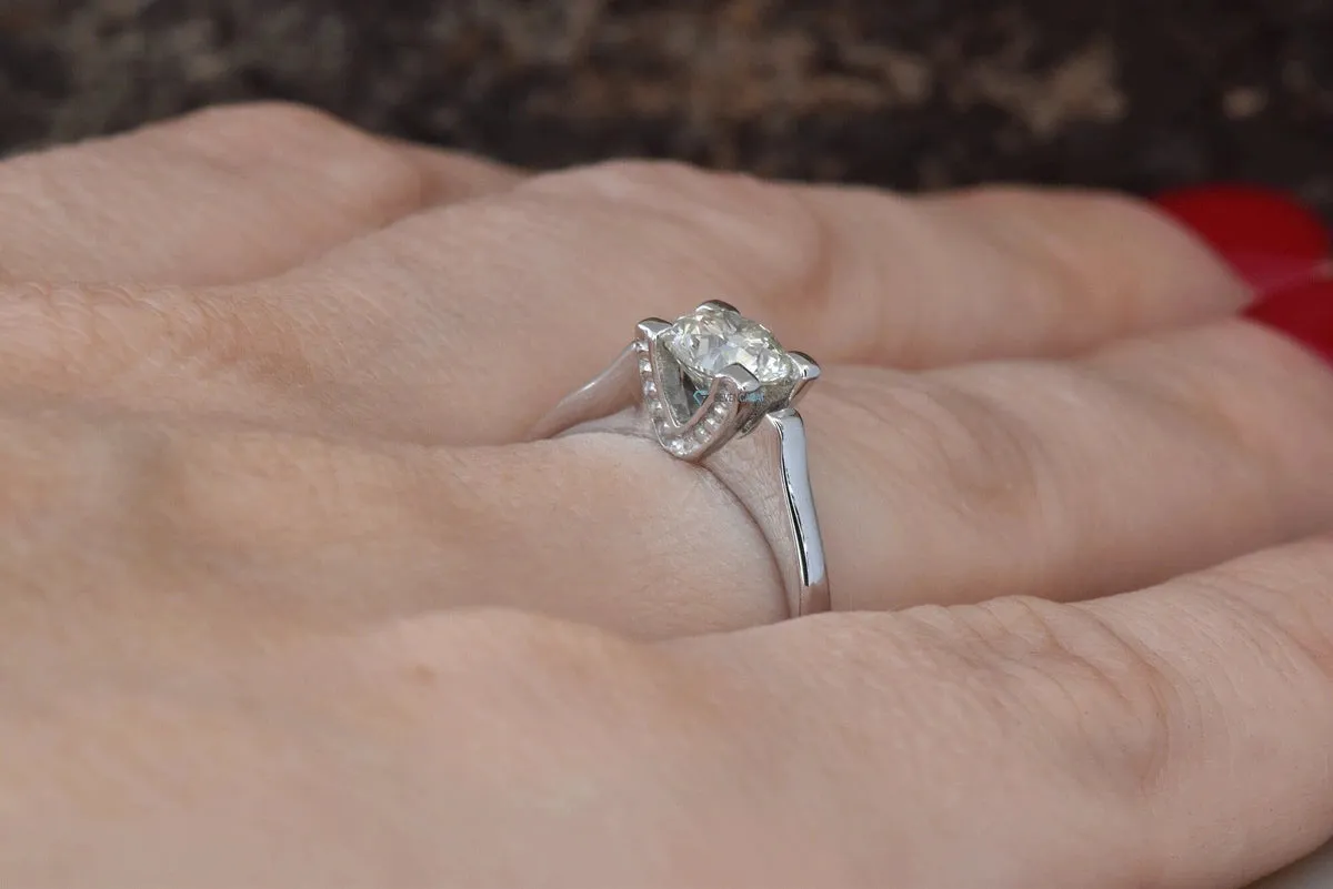 Gold Solitaire Ring-Solitaire ring-1/5 ct Engagement Ring-Diamond Solitaire-Promise ring-Art deco ring-Custom Ring-Filigree engagement ring