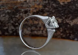 Gold Solitaire Ring-Solitaire ring-1/5 ct Engagement Ring-Diamond Solitaire-Promise ring-Art deco ring-Custom Ring-Filigree engagement ring