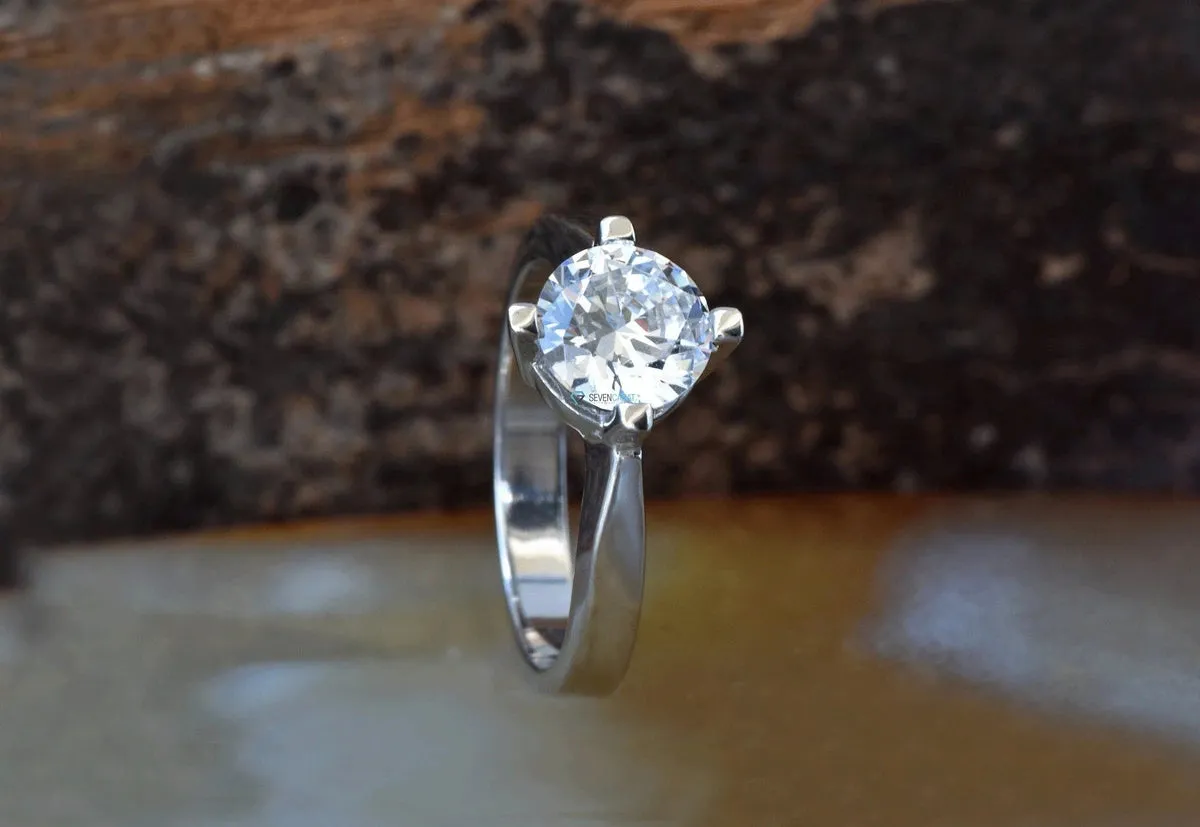 Gold Solitaire Ring-Solitaire ring- Solitaire diamond ring-14K White Gold Ring-Promise ring-Dainty ring-2 carat Diamond ring-Solid gold ring