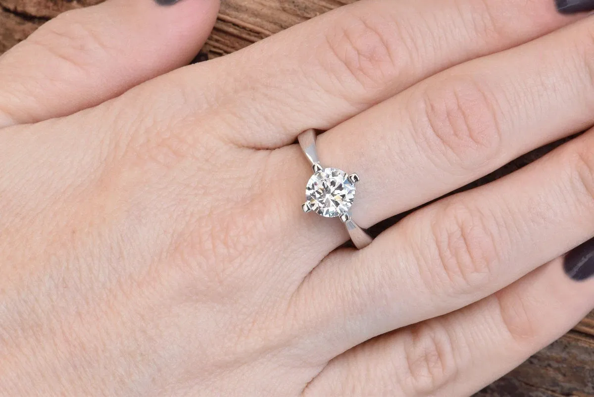 Gold Solitaire Ring-Solitaire ring- Solitaire diamond ring-14K White Gold Ring-Promise ring-Dainty ring-2 carat Diamond ring-Solid gold ring