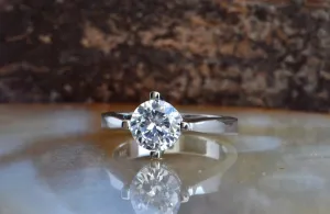 Gold Solitaire Ring-Solitaire ring- Solitaire diamond ring-14K White Gold Ring-Promise ring-Dainty ring-2 carat Diamond ring-Solid gold ring