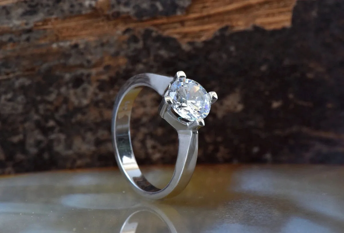 Gold Solitaire Ring-Solitaire ring- Solitaire diamond ring-14K White Gold Ring-Promise ring-Dainty ring-2 carat Diamond ring-Solid gold ring