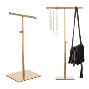 Gold Tabletop Purse Display Stand - Set of Two Tabletop T Bar Handbag Display Stand
