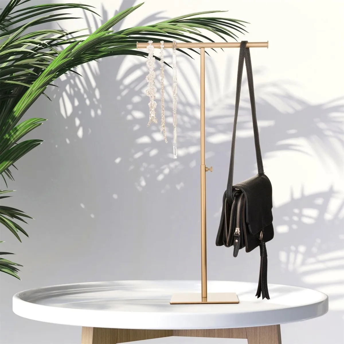 Gold Tabletop Purse Display Stand - Set of Two Tabletop T Bar Handbag Display Stand