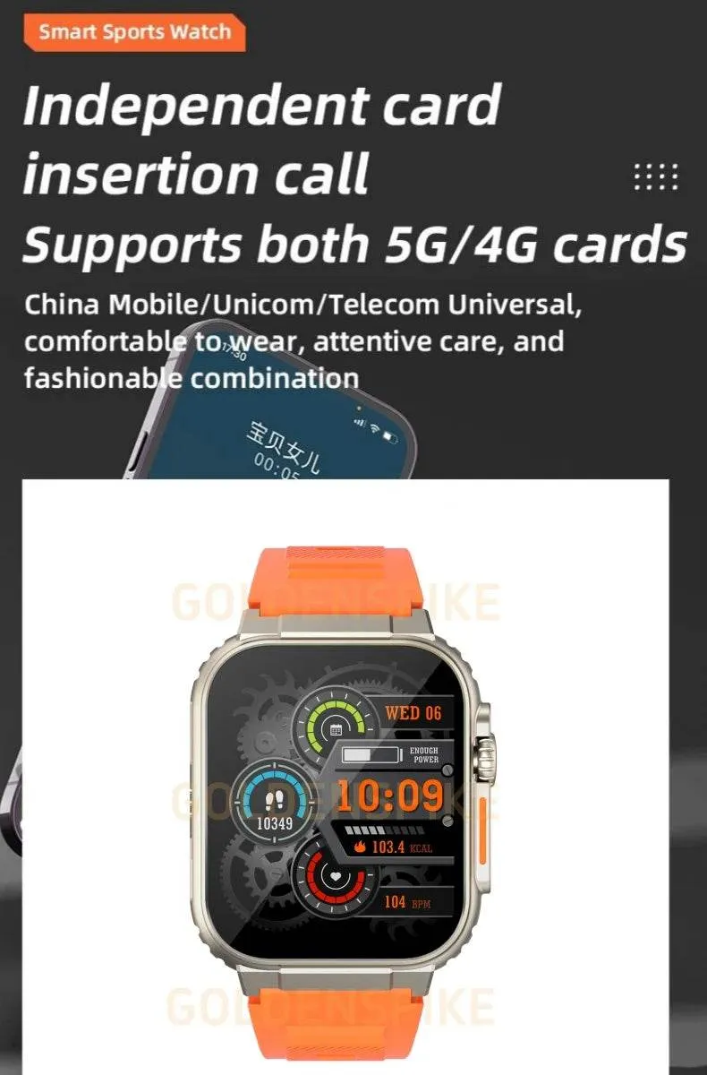 GOLDENSPIKE S10 Ultra Smartwatch 4G Android Titanium alloy 2.2inch AMOLED Screen with 8MP Camera WIFI GPS Google Play Store Smartwatch 256GB