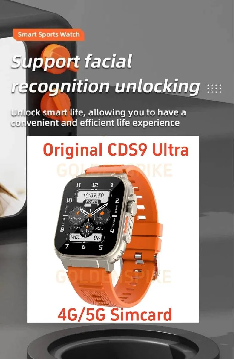 GOLDENSPIKE S10 Ultra Smartwatch 4G Android Titanium alloy 2.2inch AMOLED Screen with 8MP Camera WIFI GPS Google Play Store Smartwatch 256GB