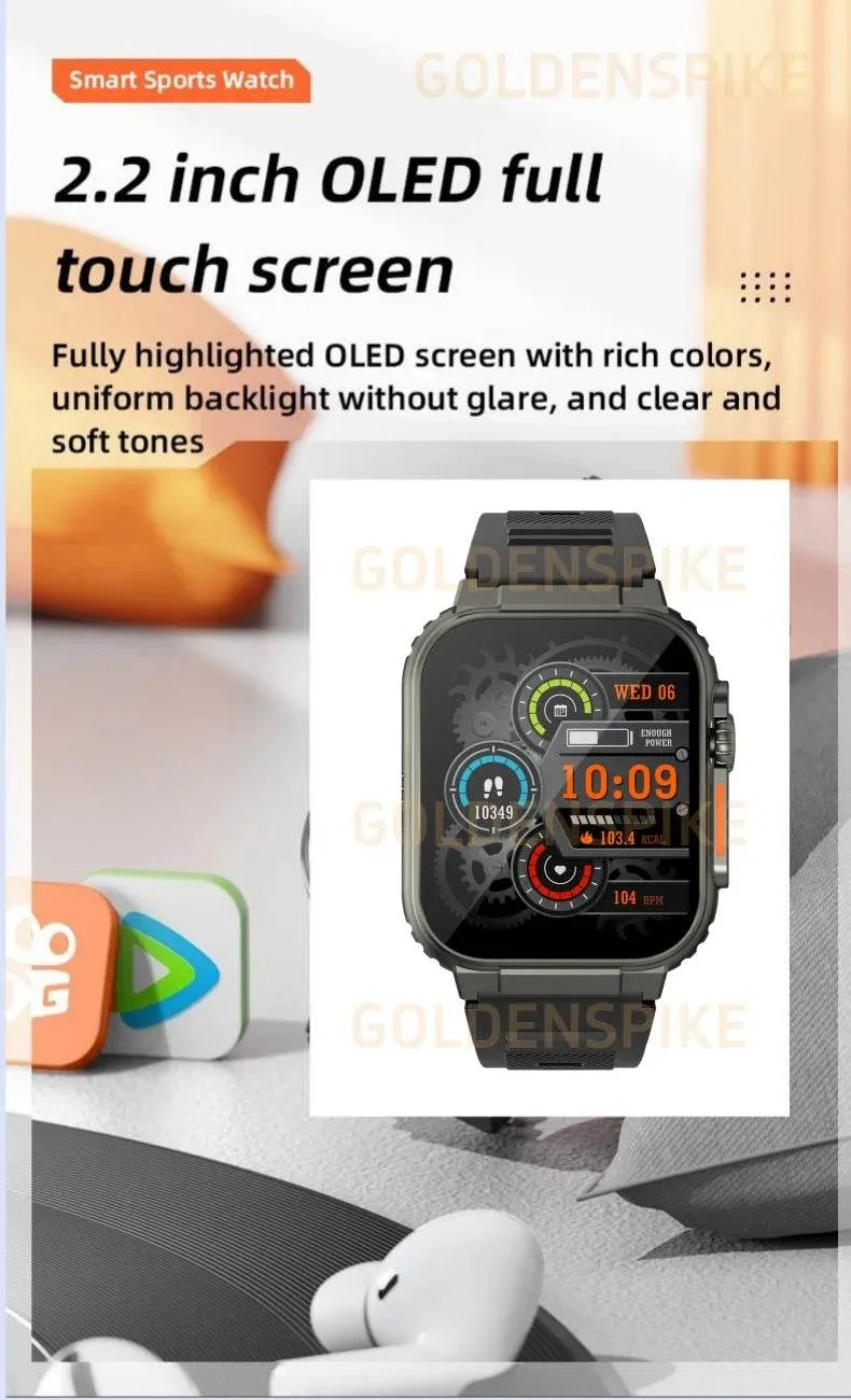 GOLDENSPIKE S10 Ultra Smartwatch 4G Android Titanium alloy 2.2inch AMOLED Screen with 8MP Camera WIFI GPS Google Play Store Smartwatch 256GB