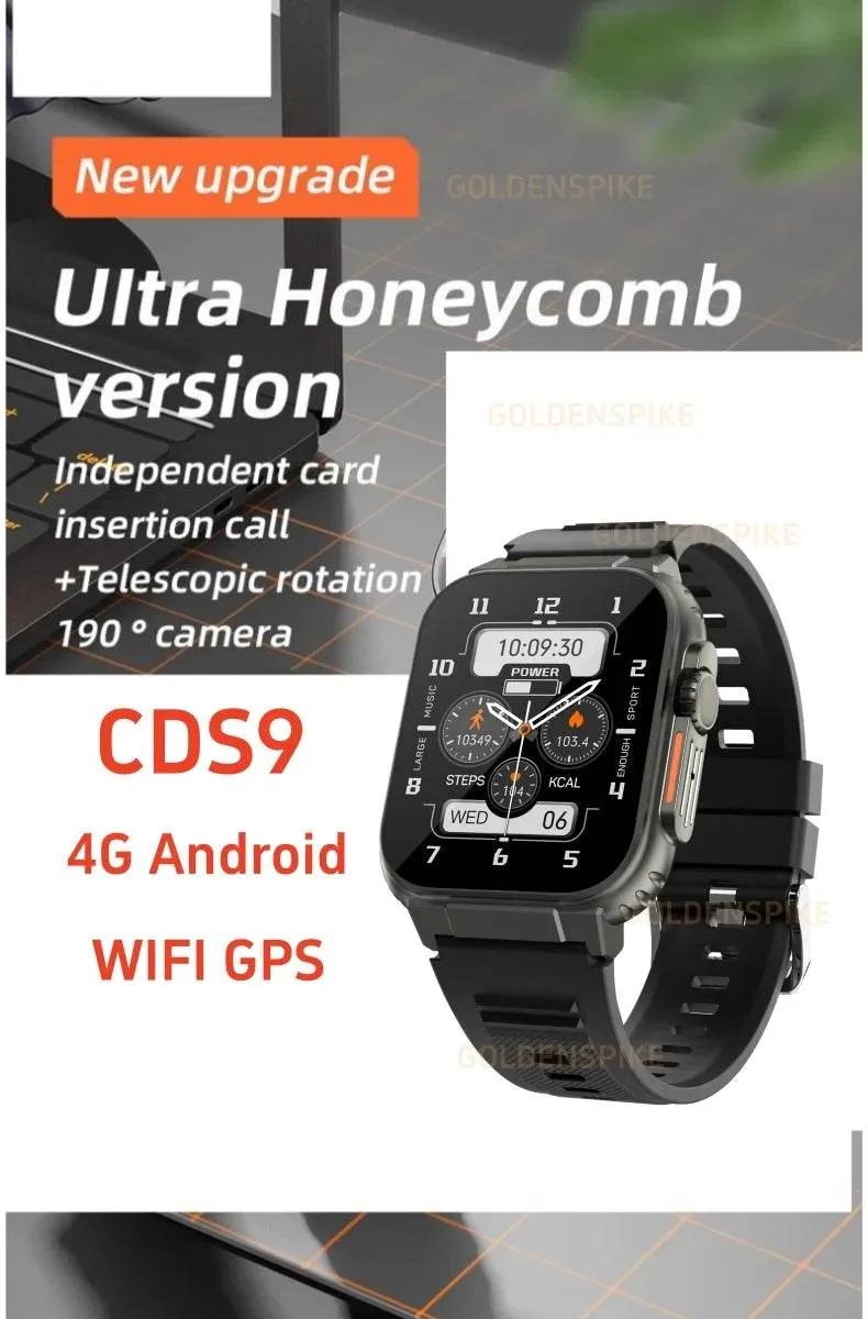 GOLDENSPIKE S10 Ultra Smartwatch 4G Android Titanium alloy 2.2inch AMOLED Screen with 8MP Camera WIFI GPS Google Play Store Smartwatch 256GB