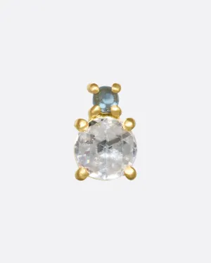 Gray Blue Sapphire Duo Threadless Earring