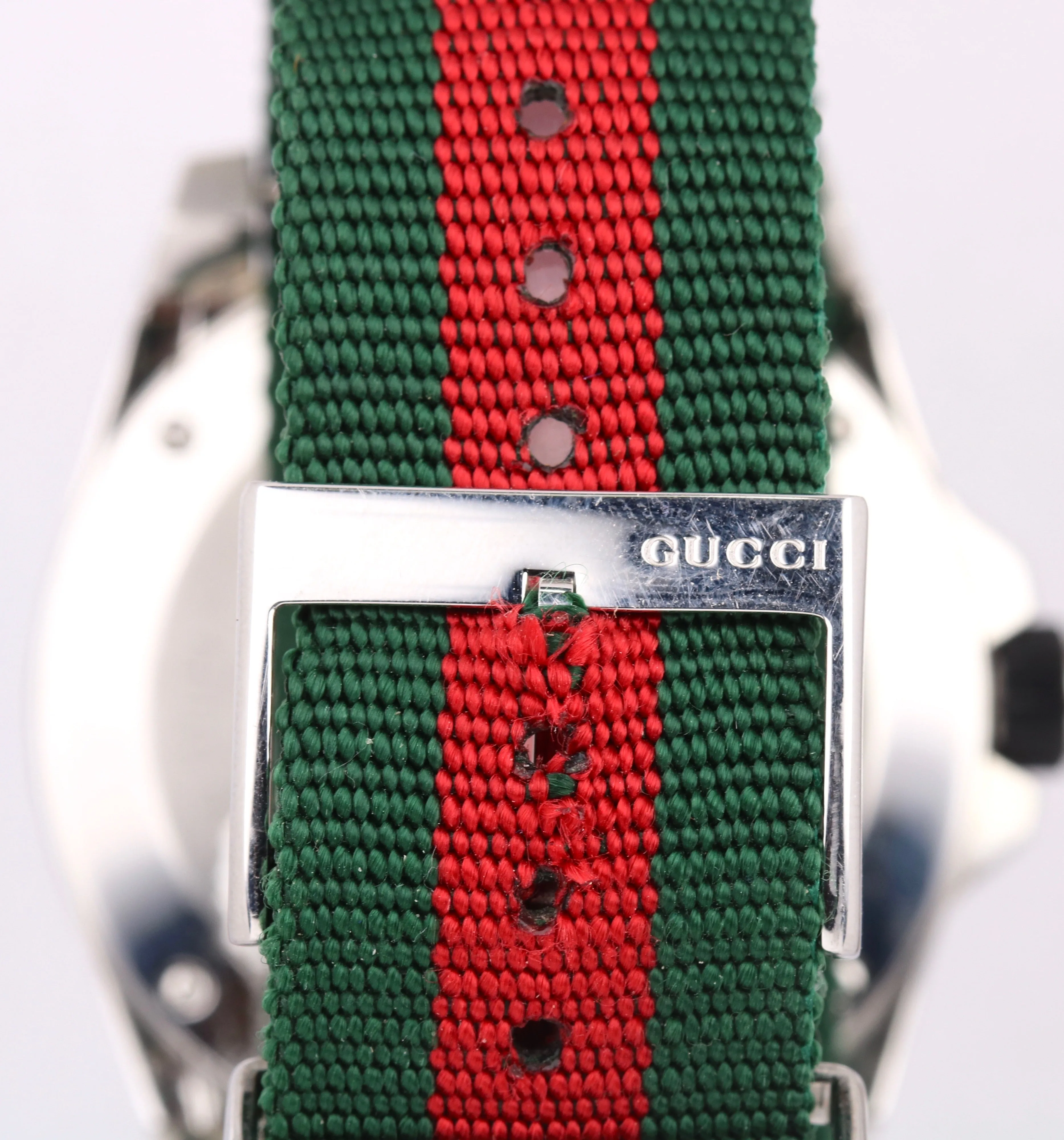 Gucci Dive Stainless Steel Date Quartz 45mm Striped 136.2 Nylon Strap Watch