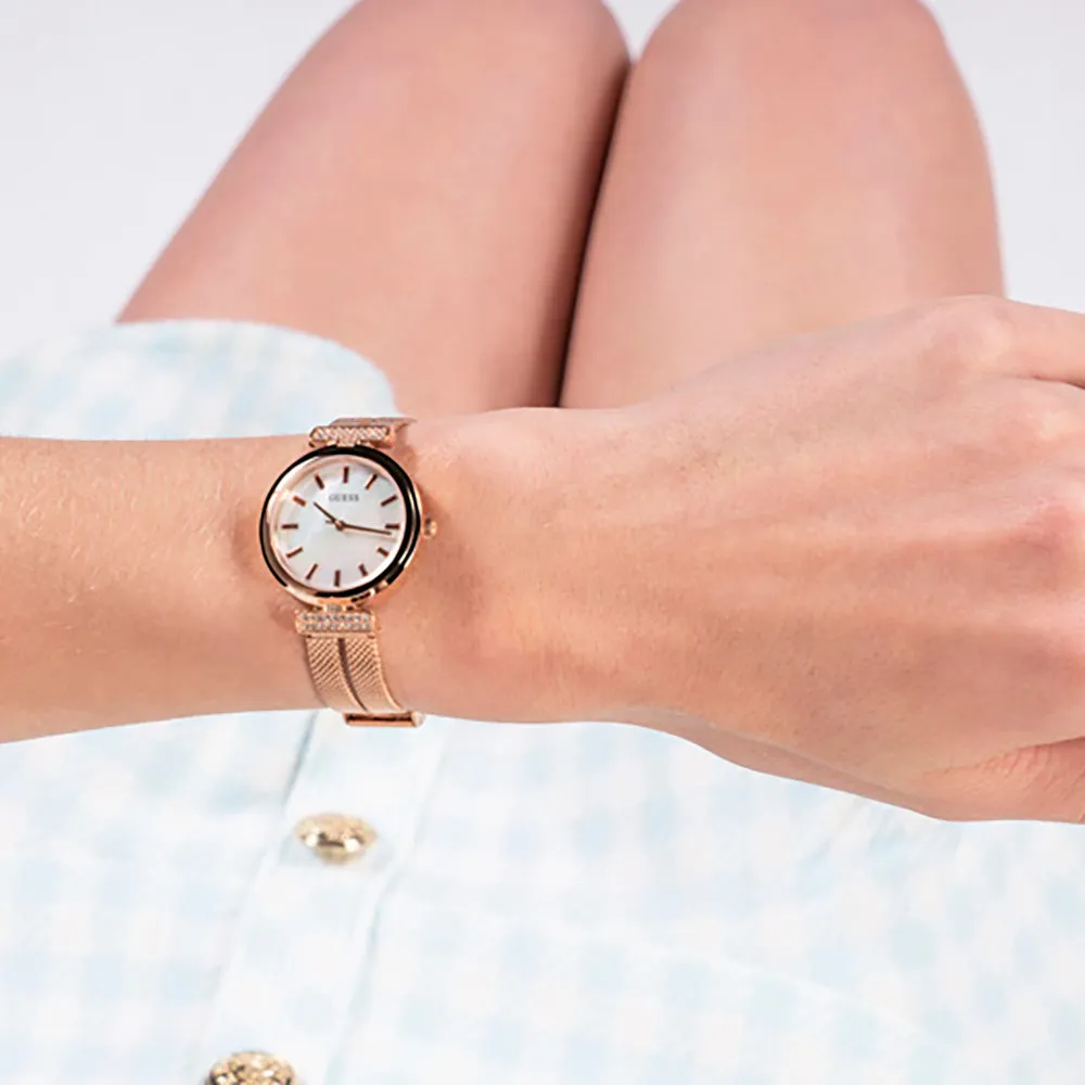 Guess Women's Watch Rose Gold Tone Case Quartz