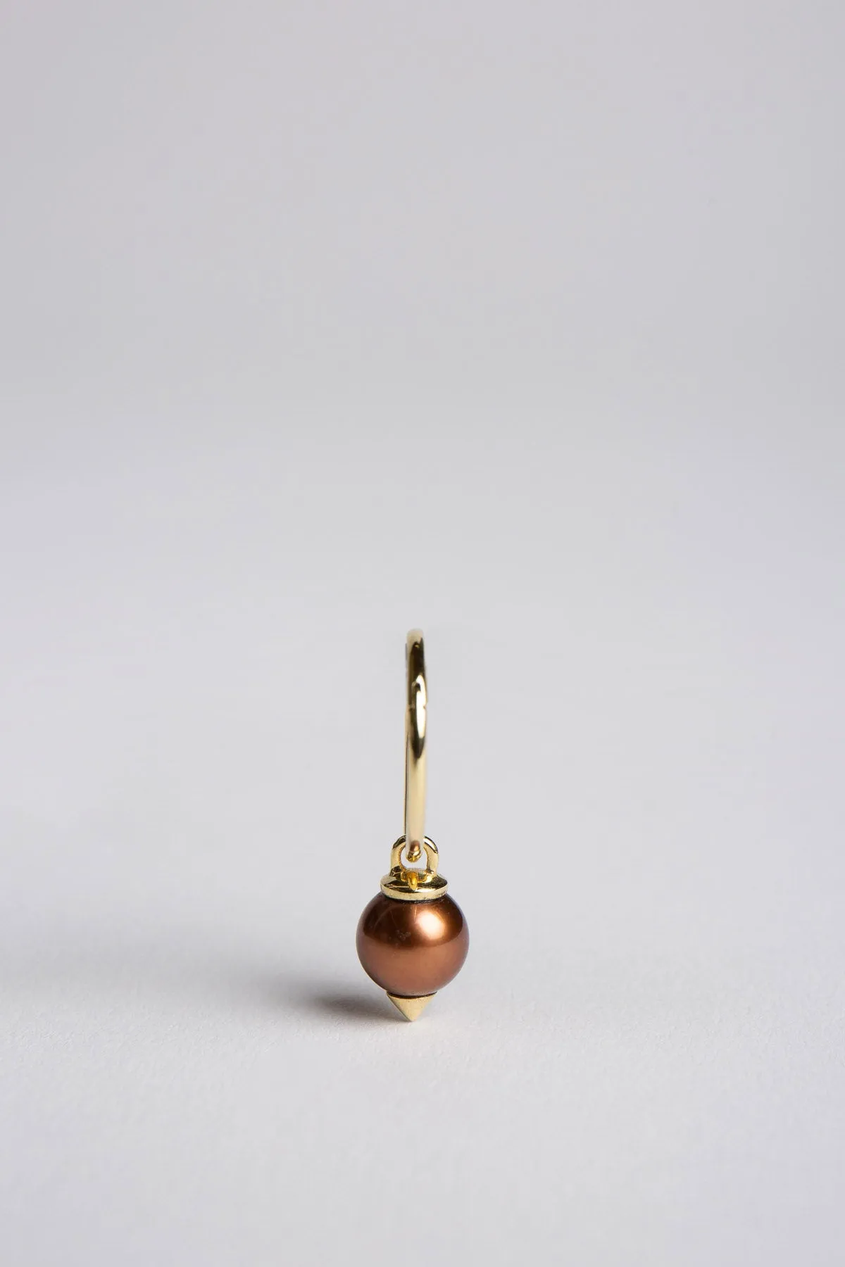 HANNAH MARTIN | STUDDED PEARL TEARDROP HOOP LARGE BROWN EARRING