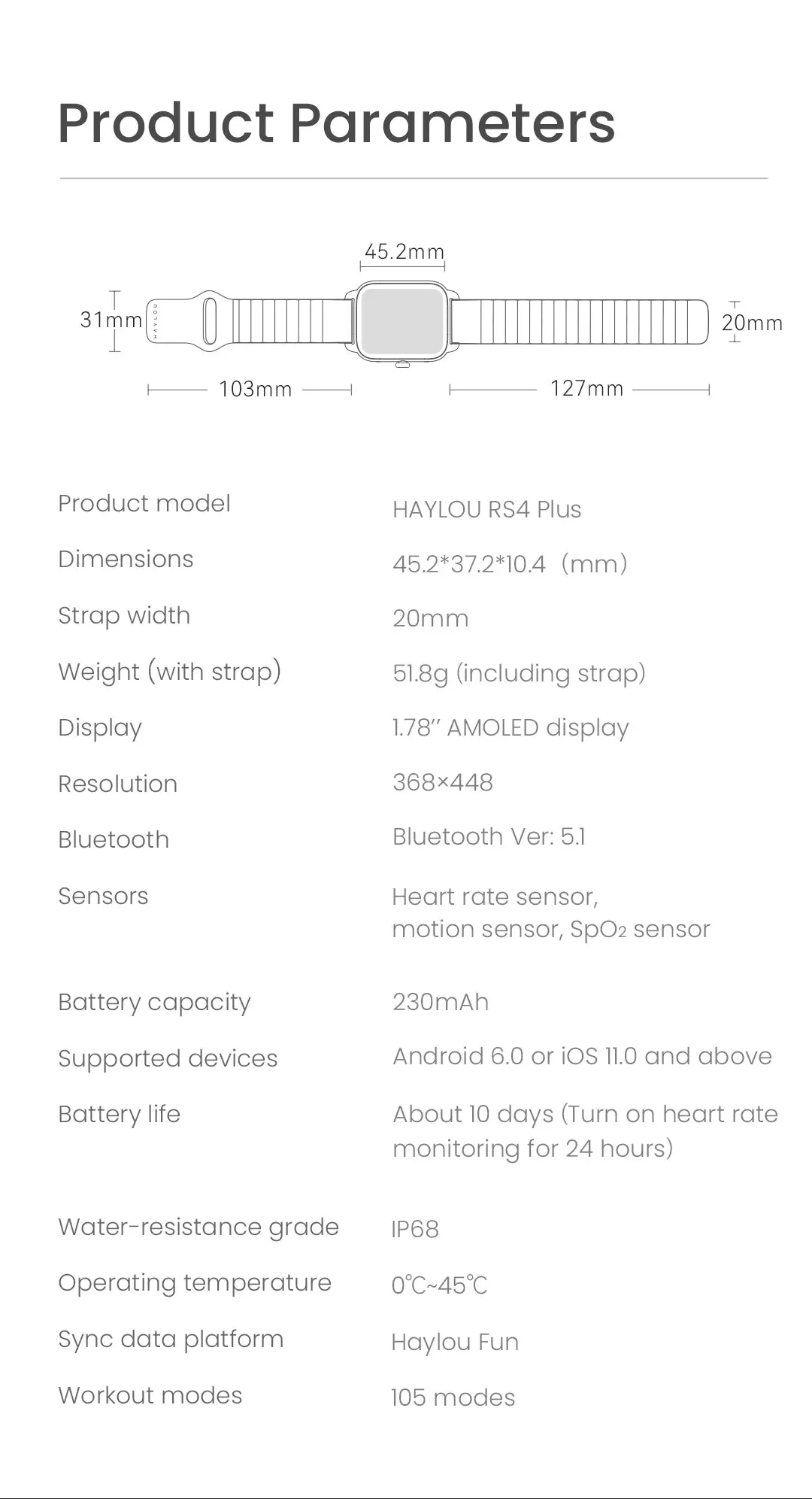 HAYLOU RS4 Plus 1.78" Retina AMOLED Smart Watch