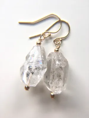 Herkimer Diamond Earrings Raw Crystal April Birthstone Jewelry