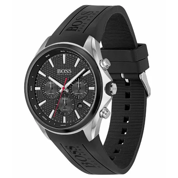 HUGO BOSS Sport Black Silicone Strap Black Dial Chronograph Quartz Watch for Gents - 1513855