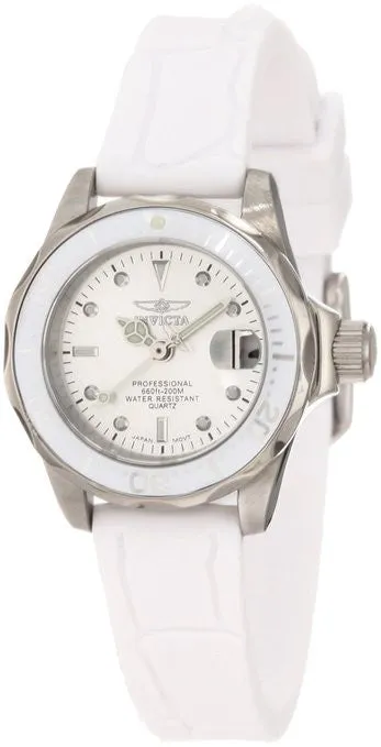 Invicta Women's 11563 Pro Diver Mini Silver Dial White Polyurethane Watch
