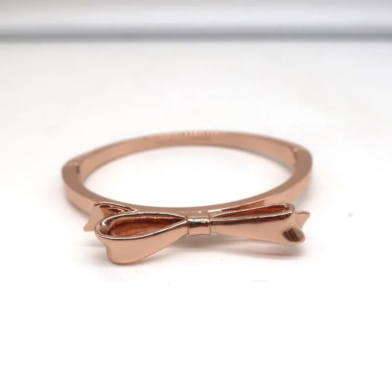 Kate Spade New York Love Notes Bow Bangle Bracelet Rose Gold NEW