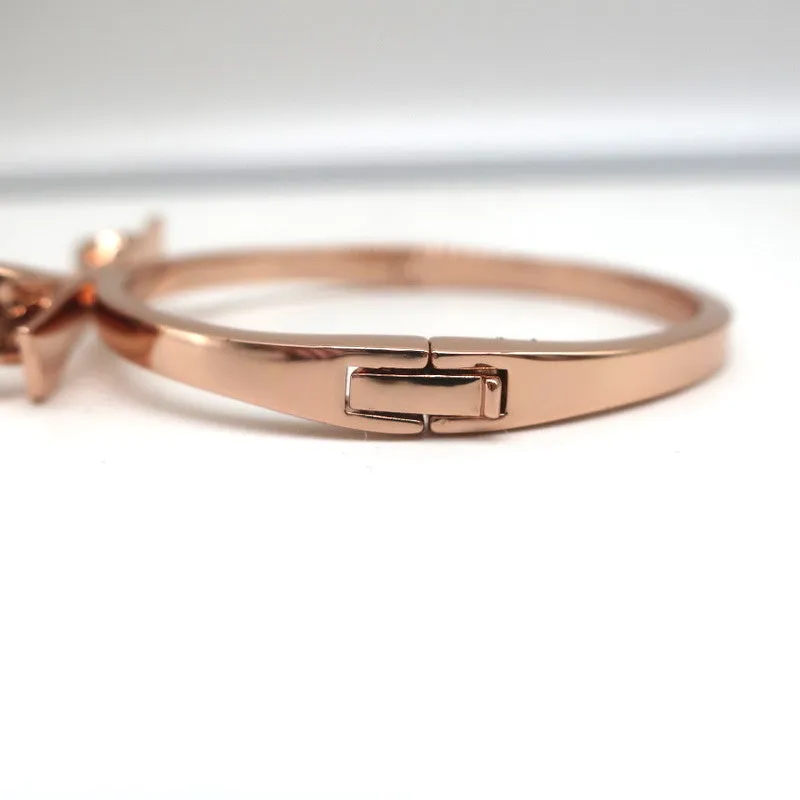 Kate Spade New York Love Notes Bow Bangle Bracelet Rose Gold NEW