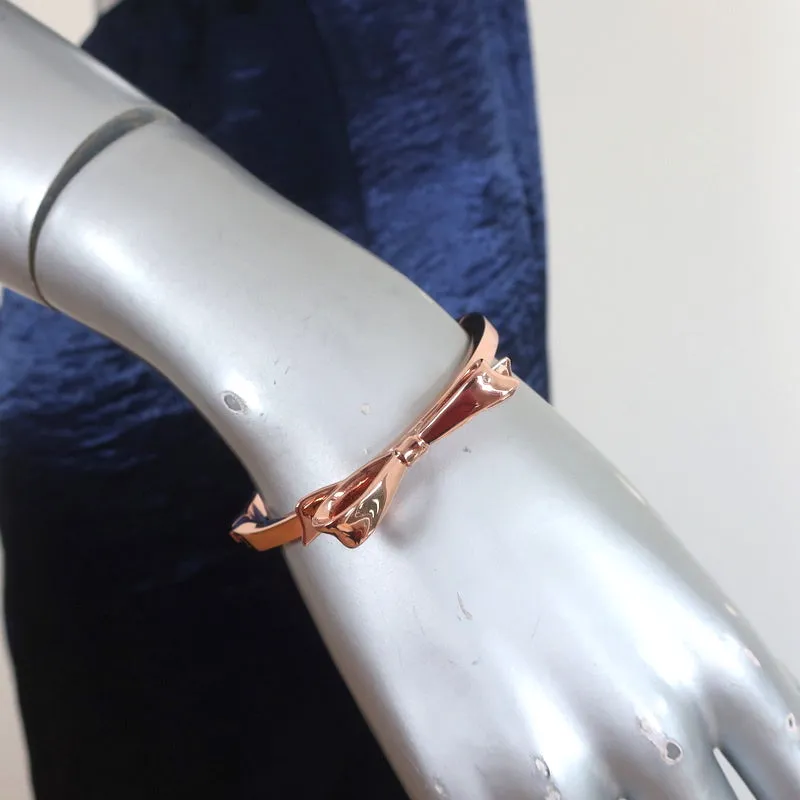 Kate Spade New York Love Notes Bow Bangle Bracelet Rose Gold NEW
