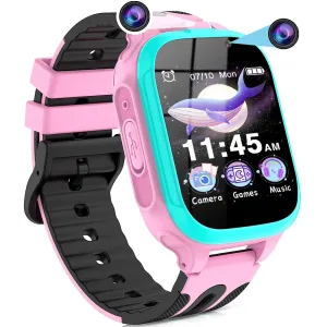 Kids Smart Watch for Boys Girls Watches Toys for 3-12 Year Old, Kids Watches with 14 Games Dual Camera Pedometer Music Alarm Flashlight, Birthday Gift for Kids Boys Girls(Pink)