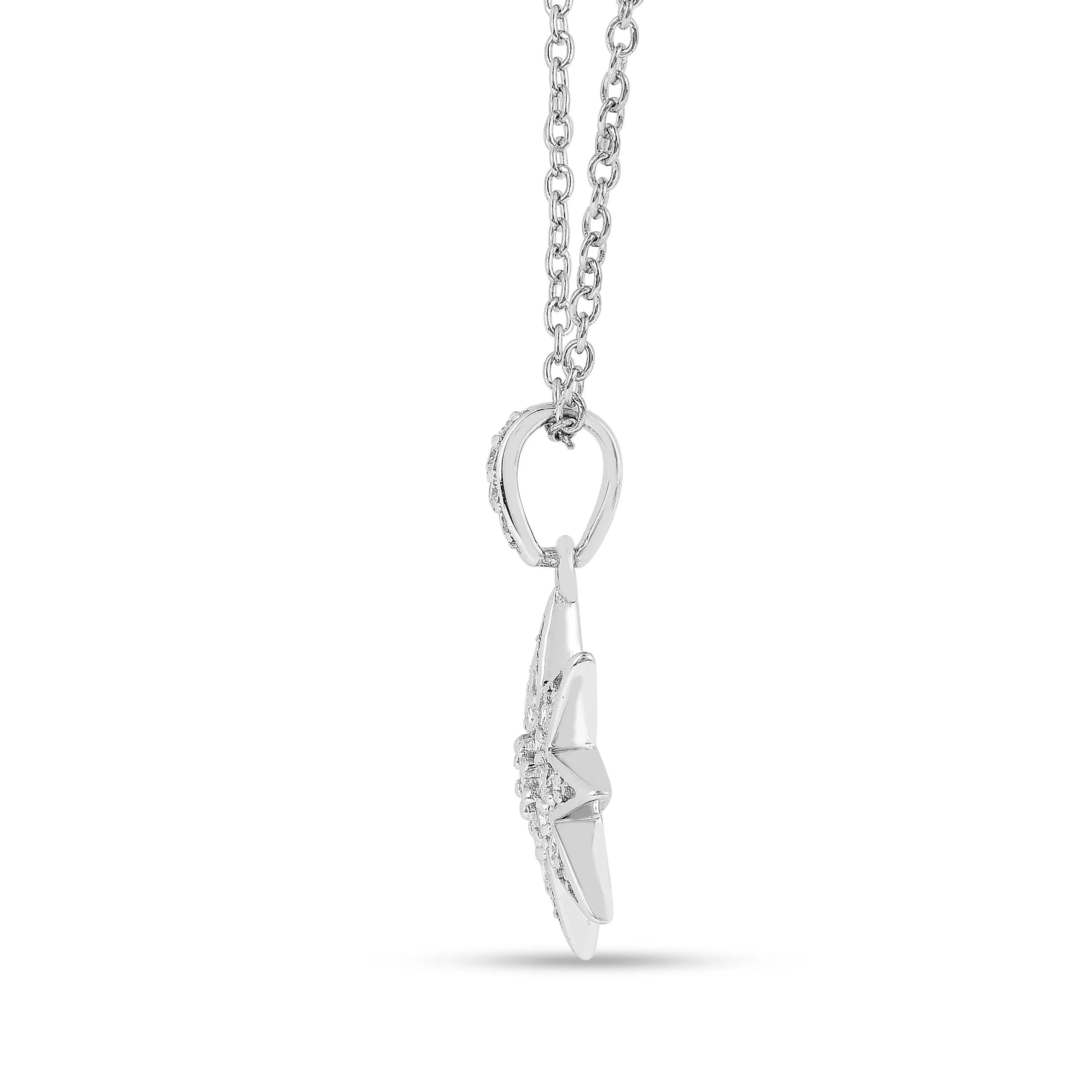 Lab Diamond Cluster Star Pendant Silver Necklace