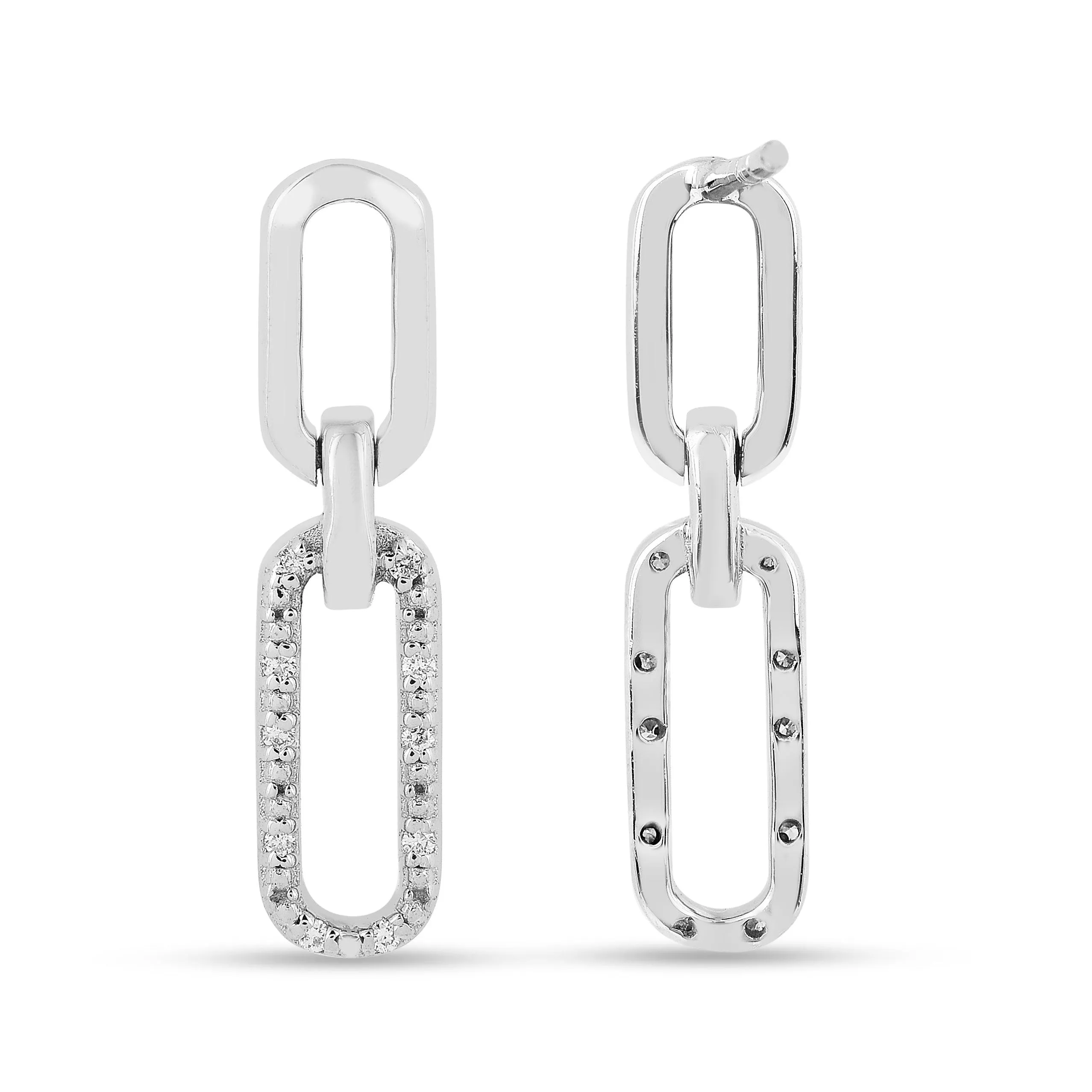 Lab  Diamond Open Rectangle Drop Earrings